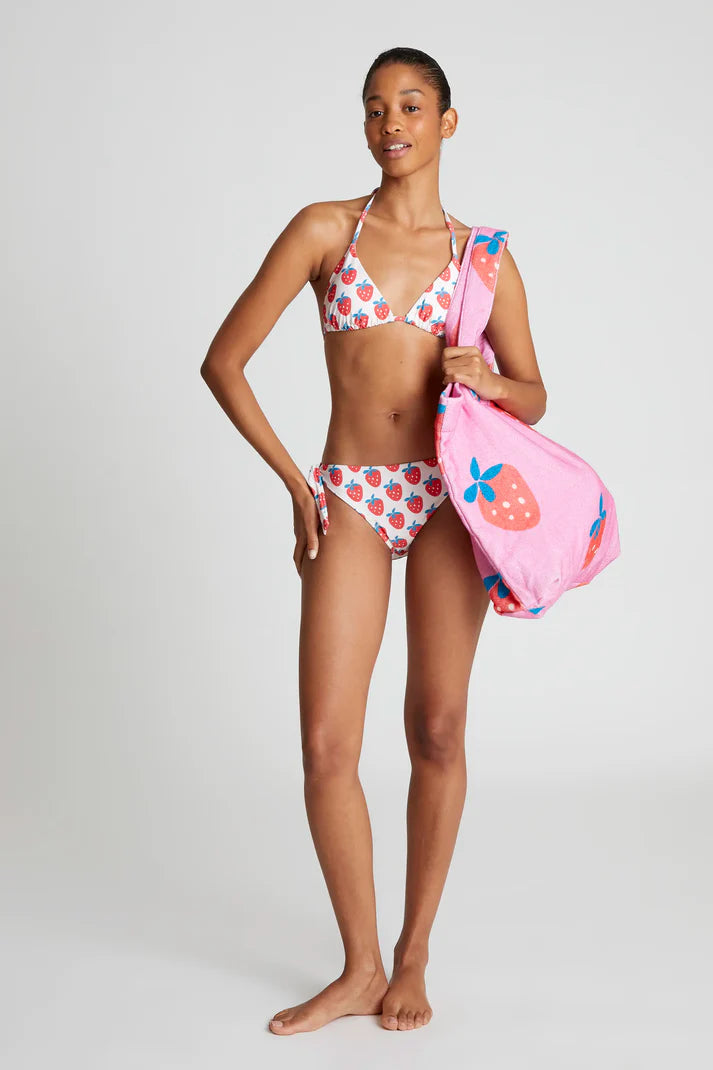 Top bikini triangolo stampato Strawberry Beach