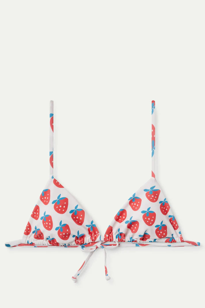 Top bikini triangolo stampato Strawberry Beach