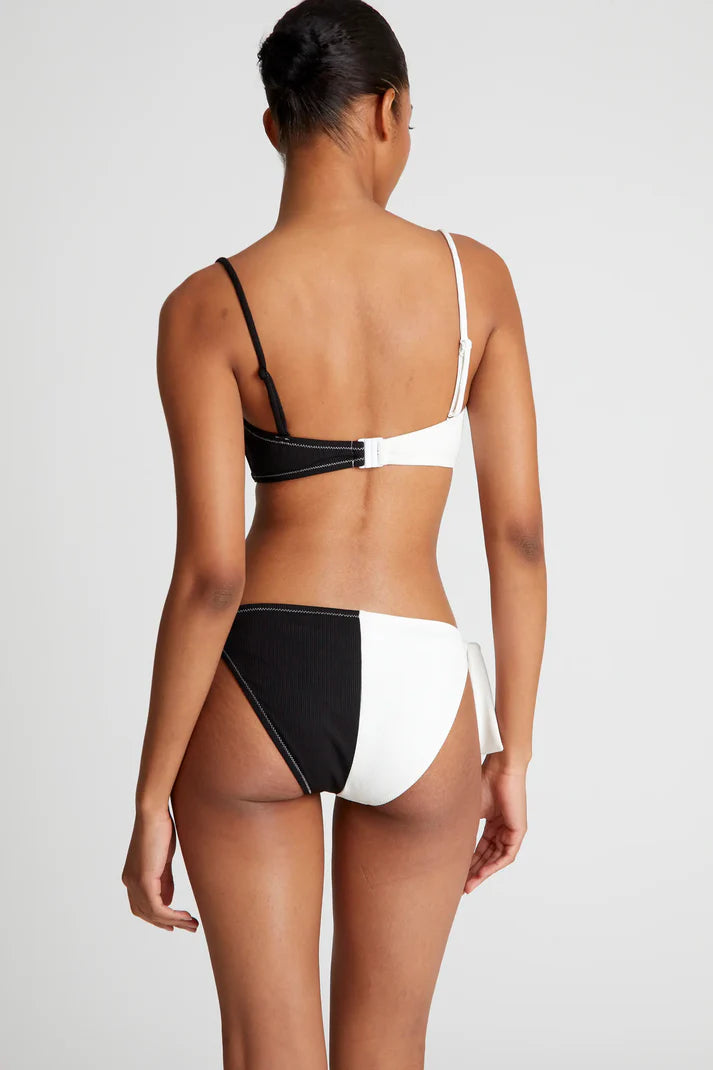 Top bikini dritto bicolore nero