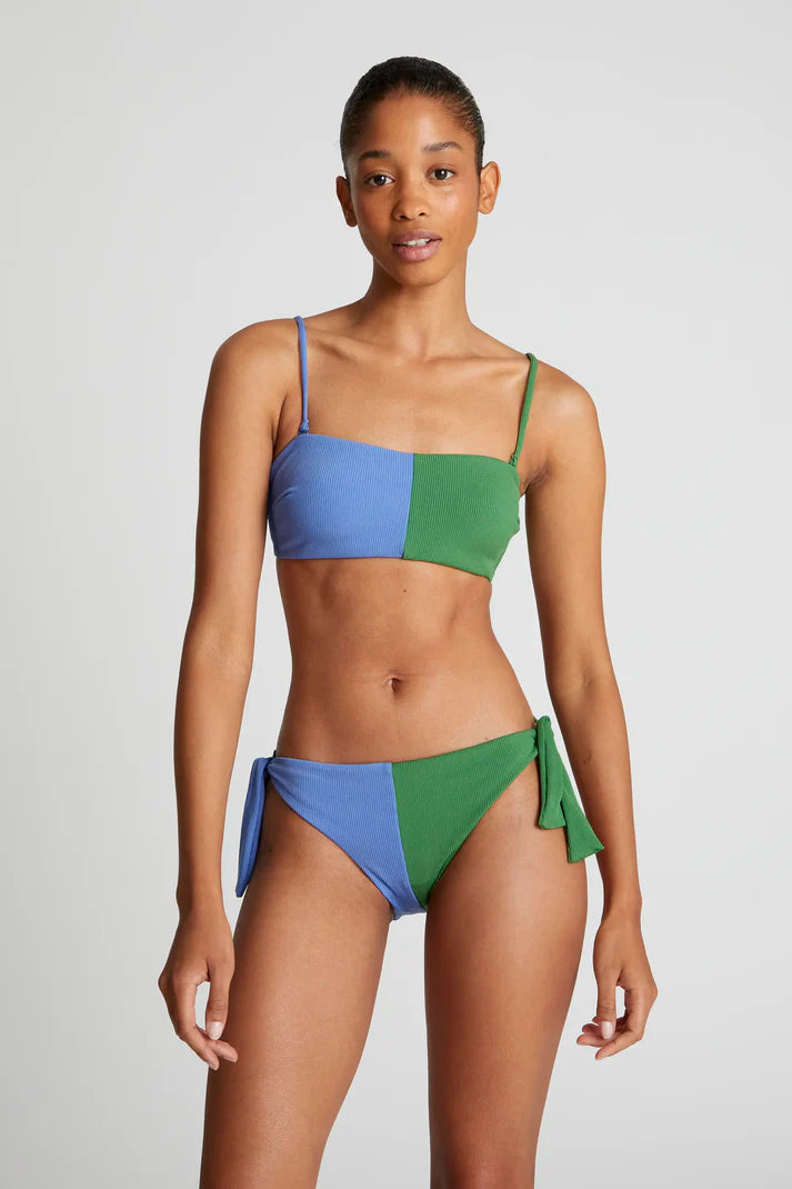 Top bikini dritto bicolore verde