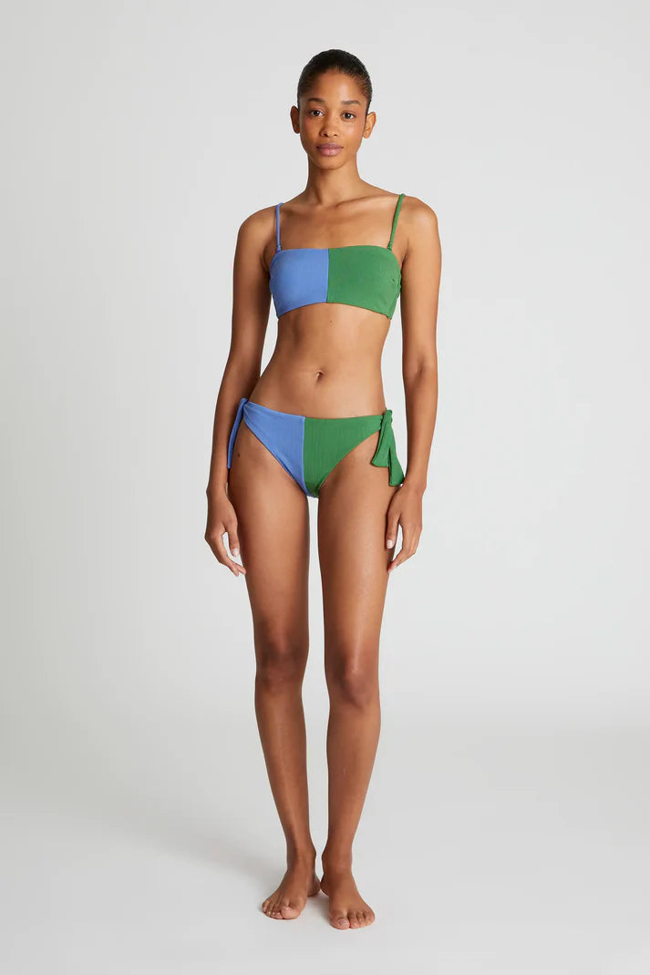 Top bikini dritto bicolore verde