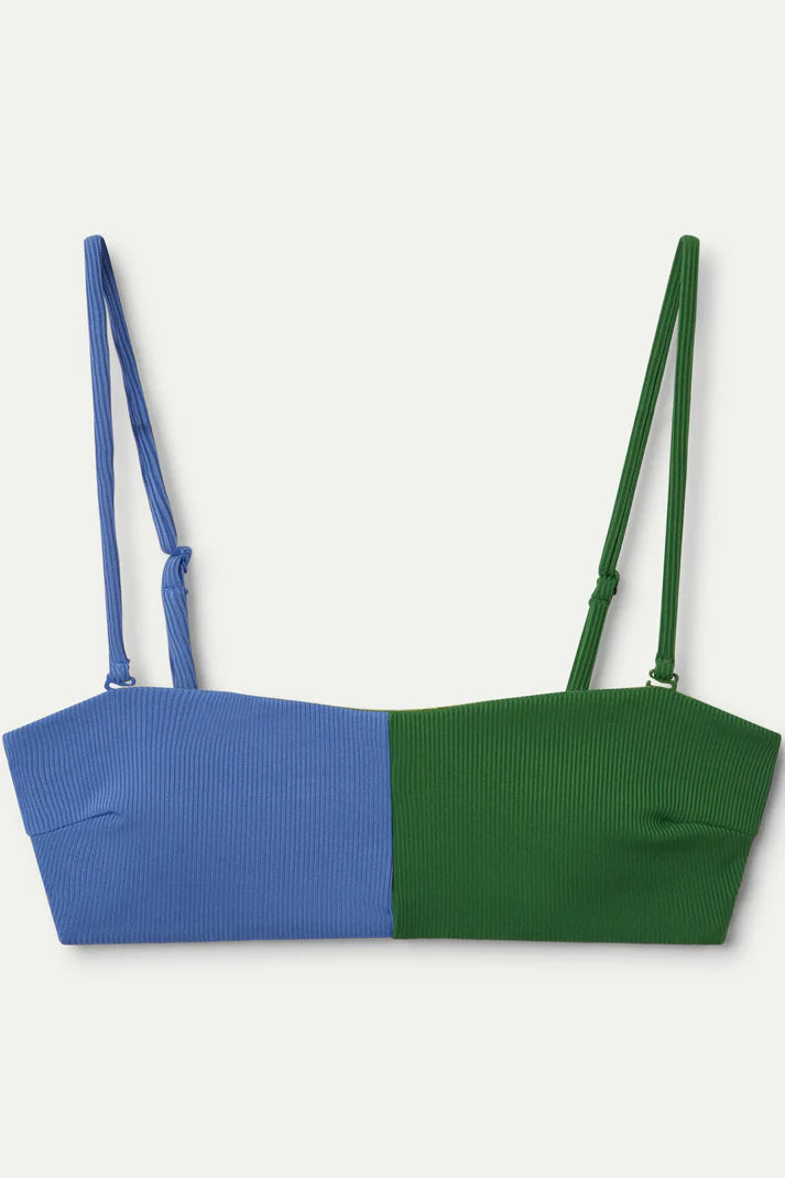 Top bikini dritto bicolore verde