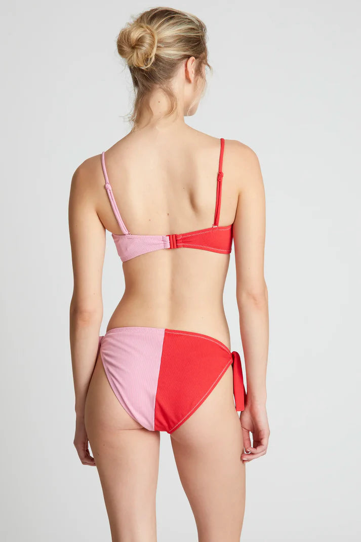 Top bikini dritto bicolore rosso
