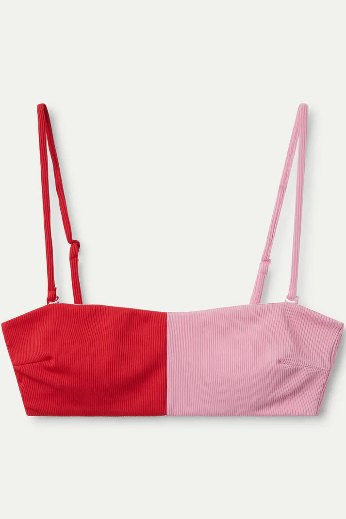 Top bikini dritto bicolore rosso