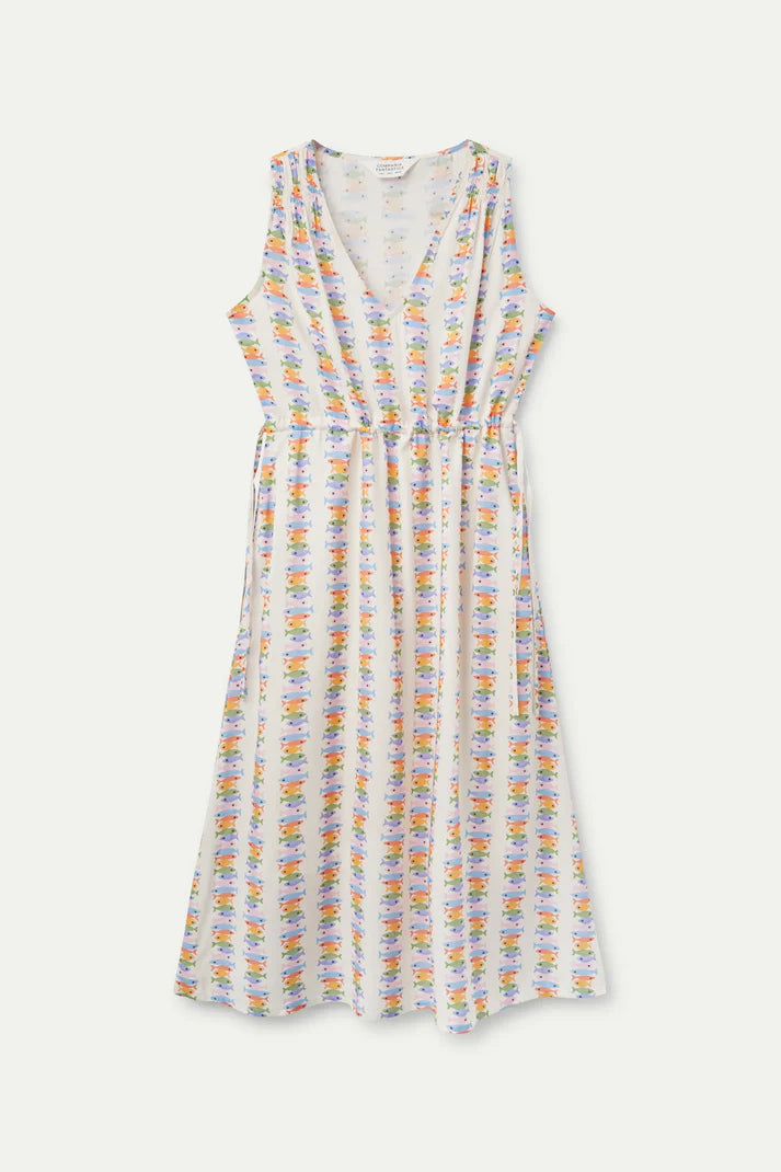 Abito midi in rayon LENZING™ ECOVERO™ con stampa Marina