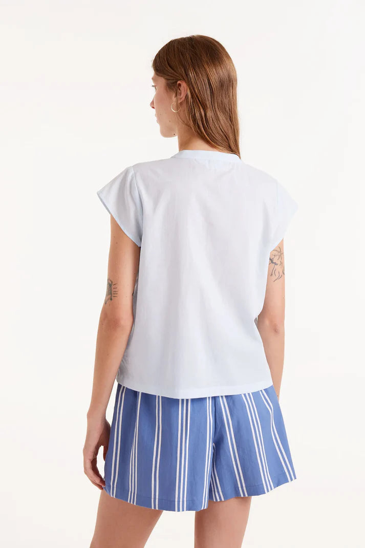 Camicia con colletto alla coreana con soli blu