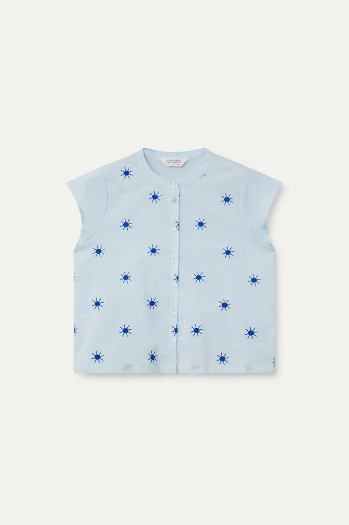 Camicia con colletto alla coreana con soli blu