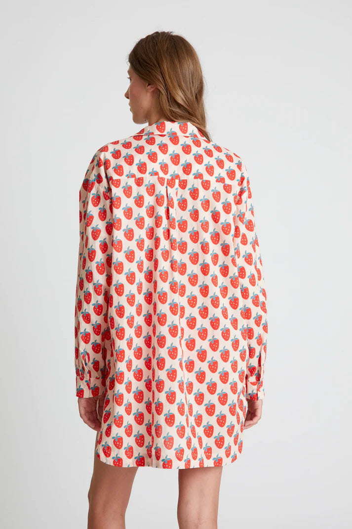 Camicia oversize con stampa Strawberry Beach