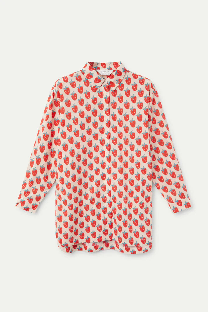 Camicia oversize con stampa Strawberry Beach