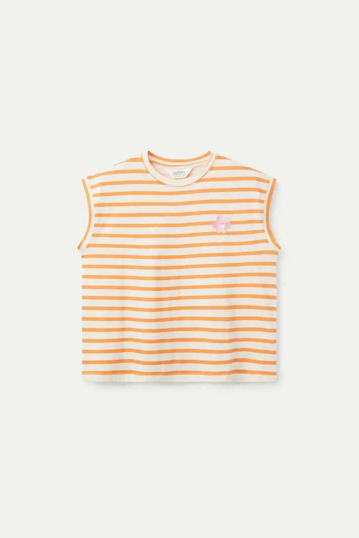 T-shirt stampata a righe arancioni