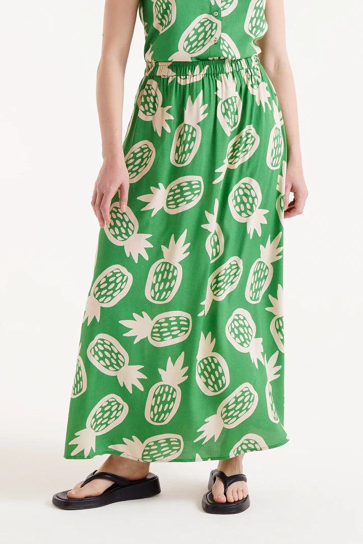 Gonna midi con stampa ananas