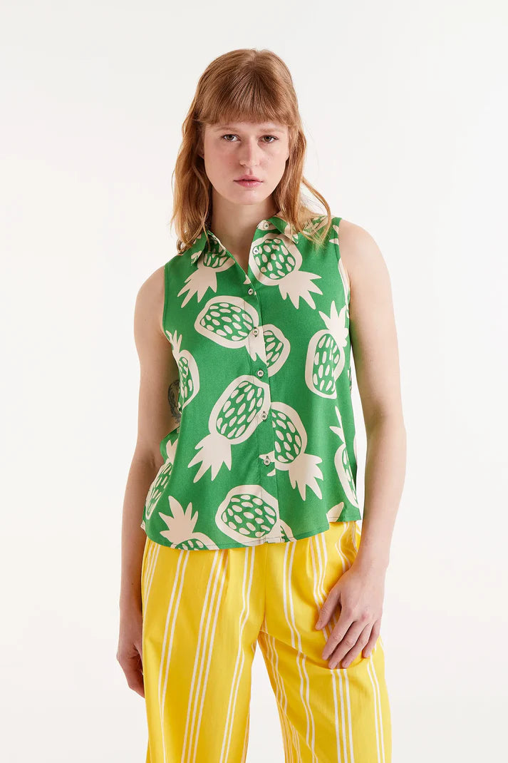 Camicia senza maniche con stampa ananas
