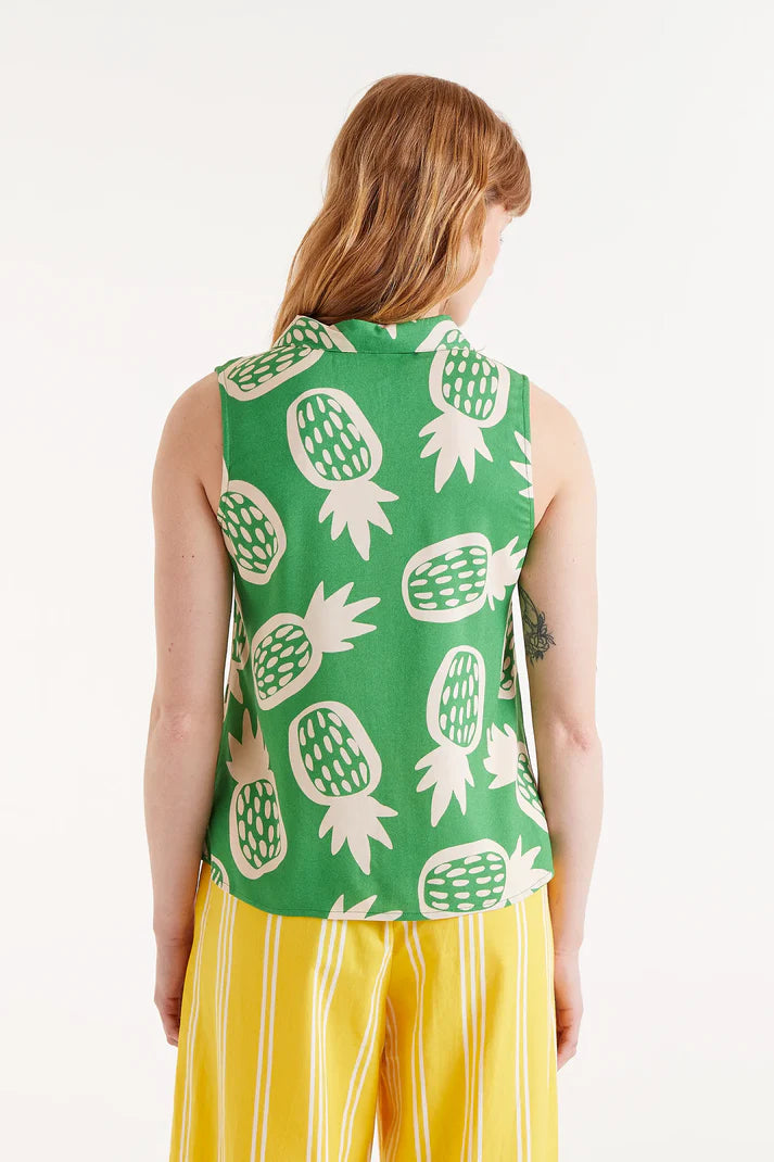 Camicia senza maniche con stampa ananas