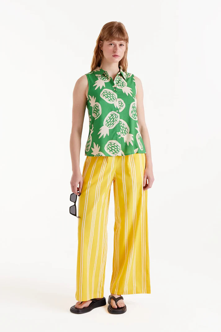 Camicia senza maniche con stampa ananas