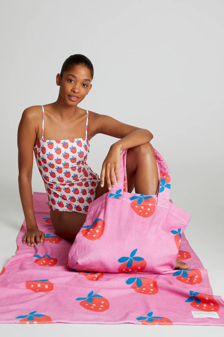 Telo mare con stampa Strawberry Beach