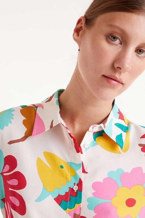 Camicia a maniche corte con stampa floreale Nenufar