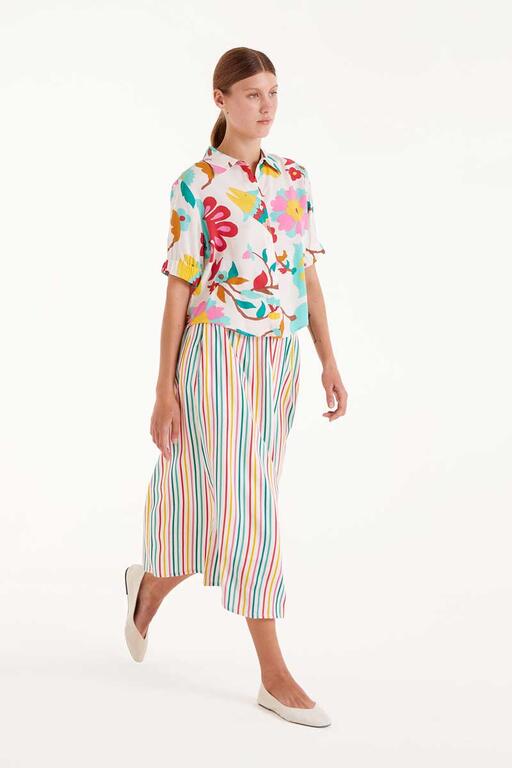 Camicia a maniche corte con stampa floreale Nenufar