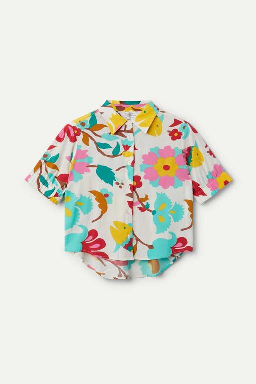 Camicia a maniche corte con stampa floreale Nenufar