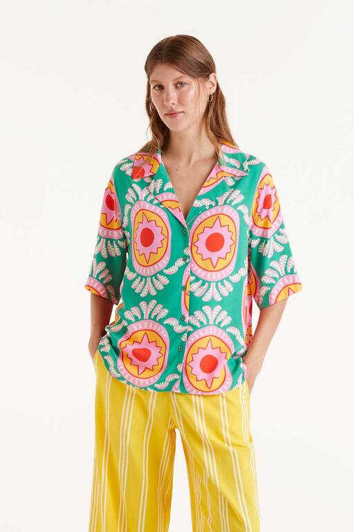 Camicia fluida con stampa Curitiba