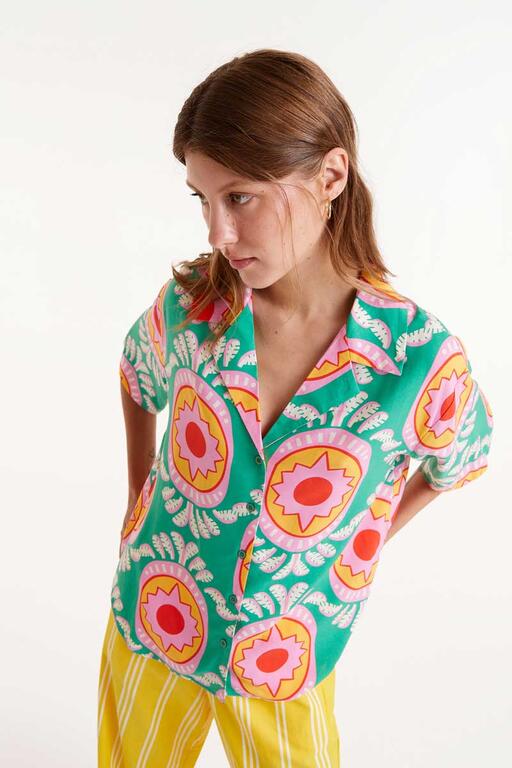Camicia fluida con stampa Curitiba