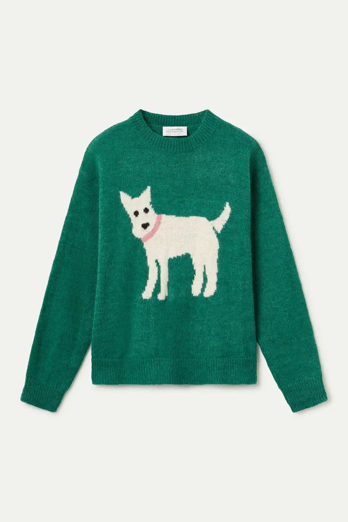 Maglia verde con cagnolino