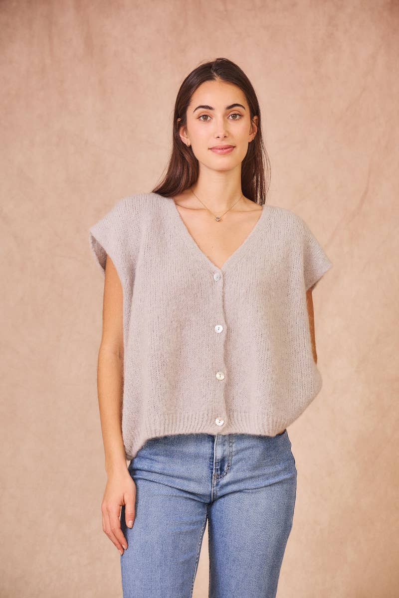 Cardigan Senza Maniche in Kid Mohair
