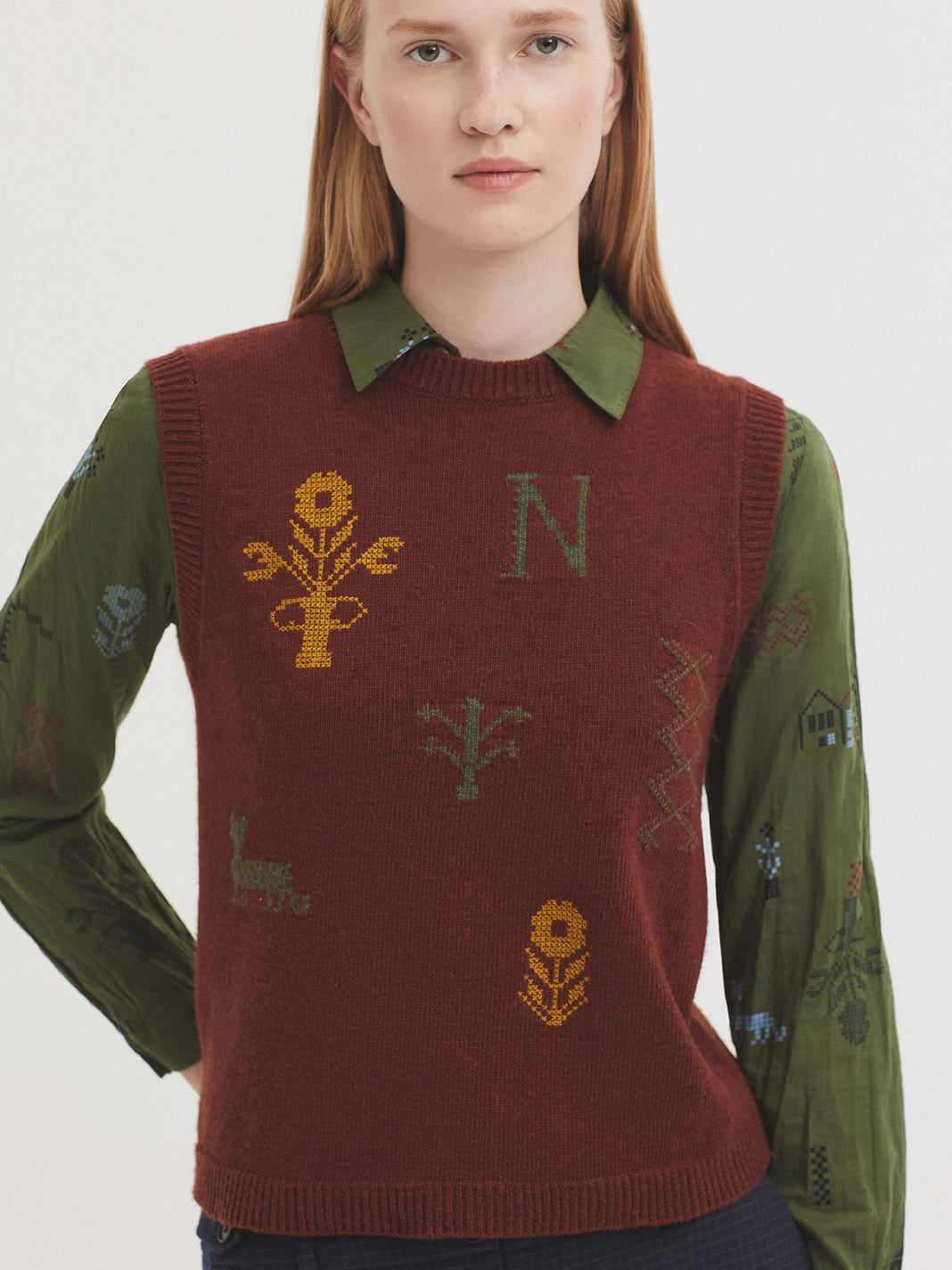 Gilet con motivi Cross stitch