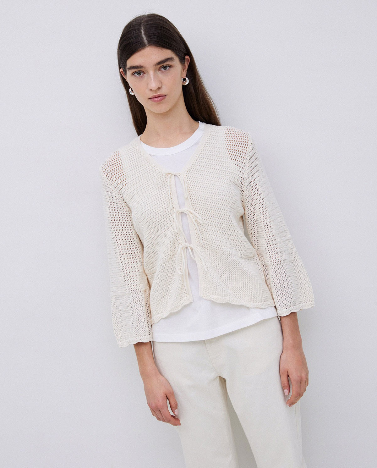 Open work cardigan traforato