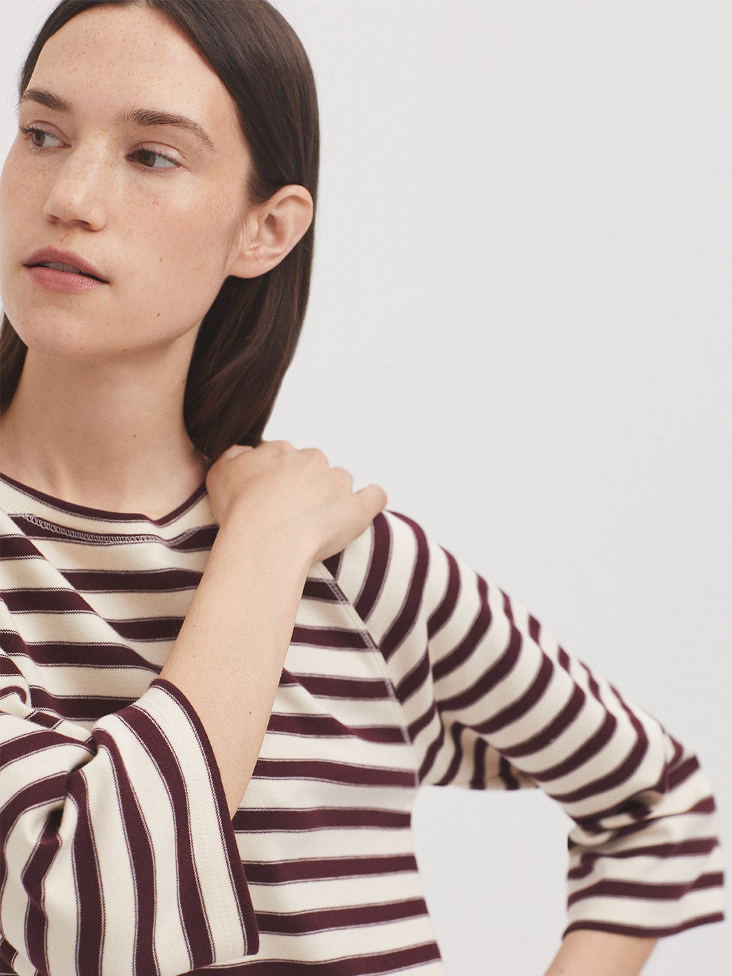 Maglia scollo tondo a righe