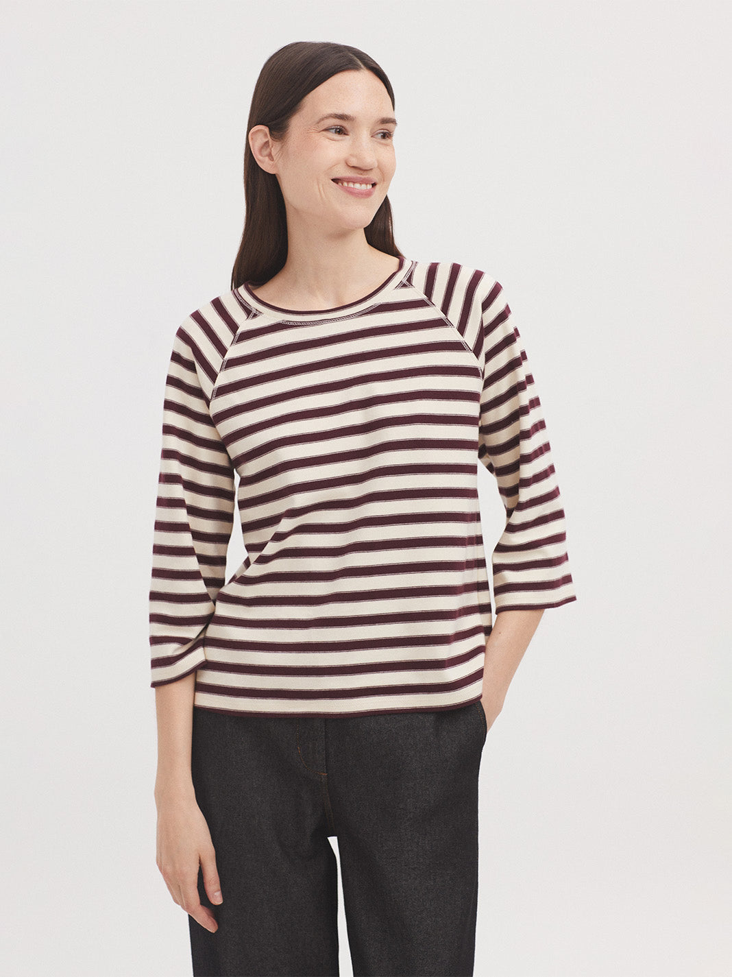 Maglia scollo tondo a righe