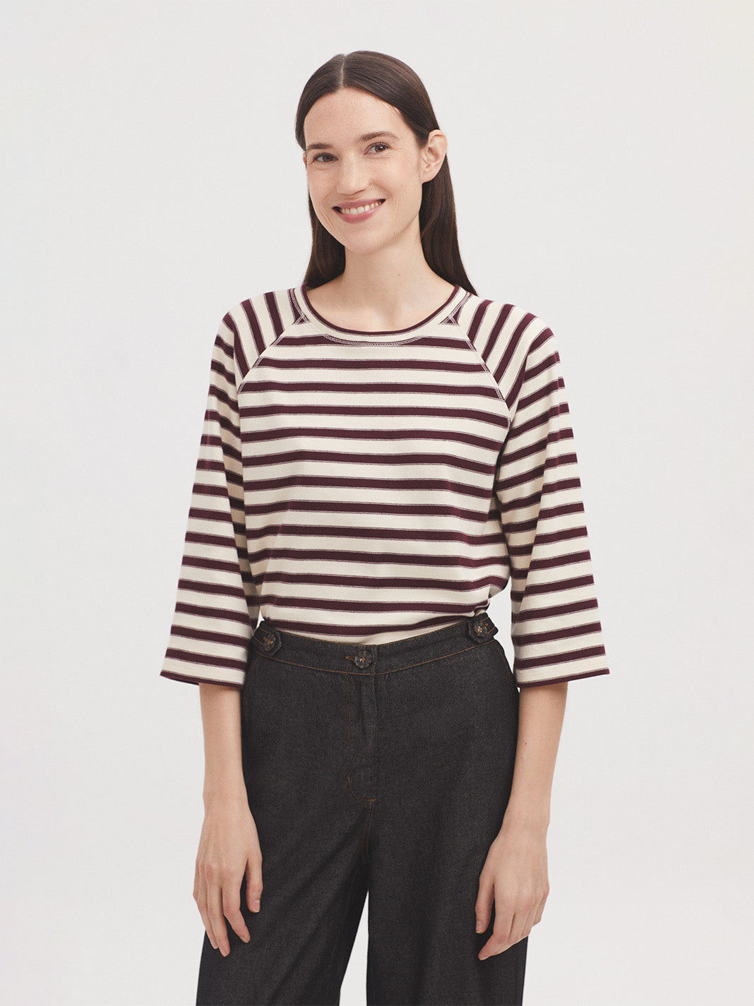 Maglia scollo tondo a righe