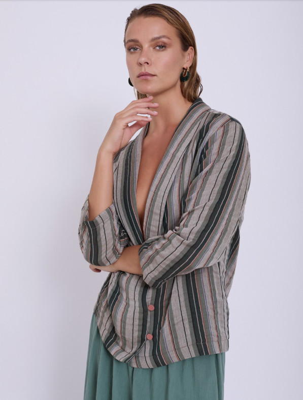 Blazer striped in maglia rustica
