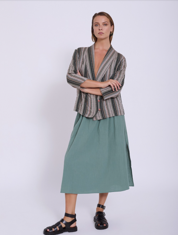 Blazer striped in maglia rustica