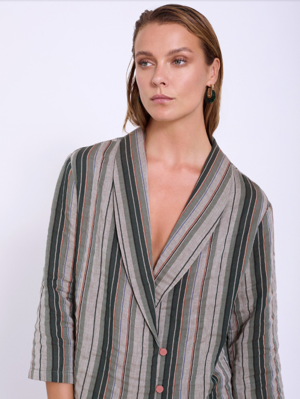 Blazer striped in maglia rustica