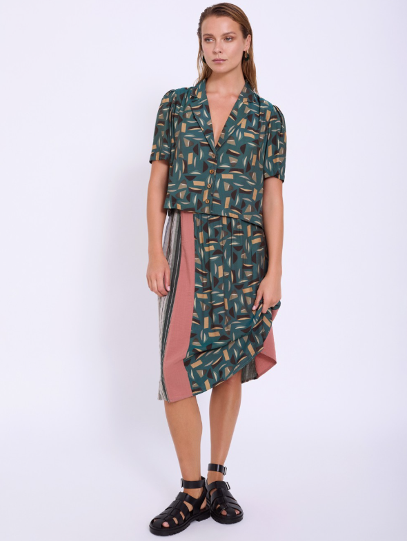 Camicia over print geometrico