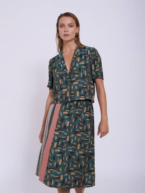 Camicia over print geometrico