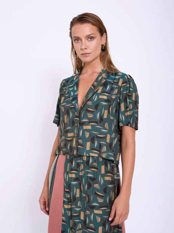 Camicia over print geometrico