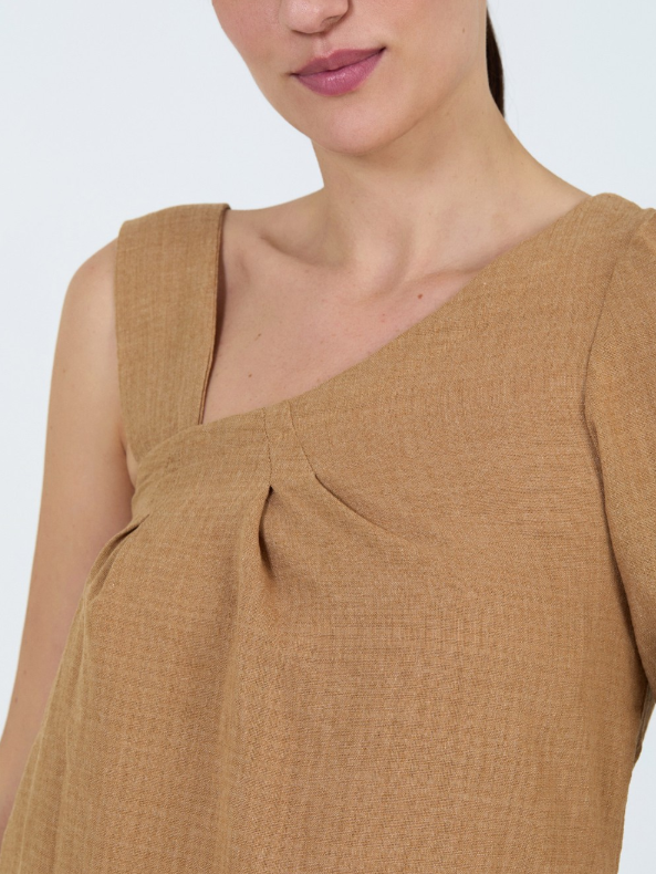 Top asimmetrico monospalla in tessuto con texture