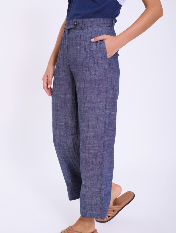 Pantalone classic in misto lino cotone