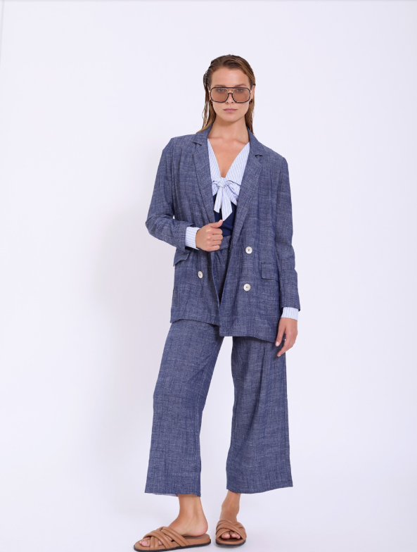Pantalone classic in misto lino cotone