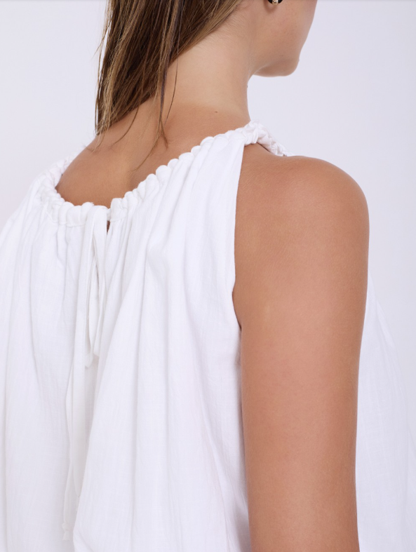 Top waffle collo arricciato