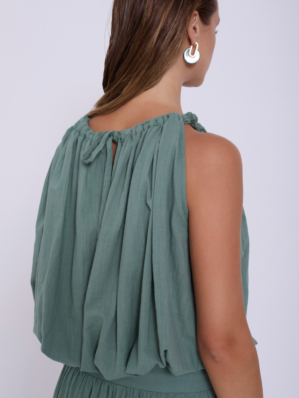 Top waffle collo arricciato