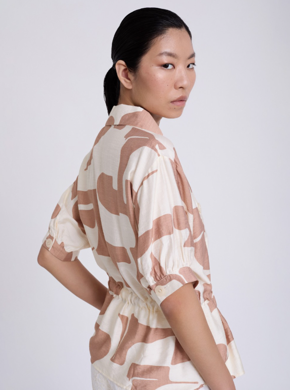 Camicia ruffled print geometrico