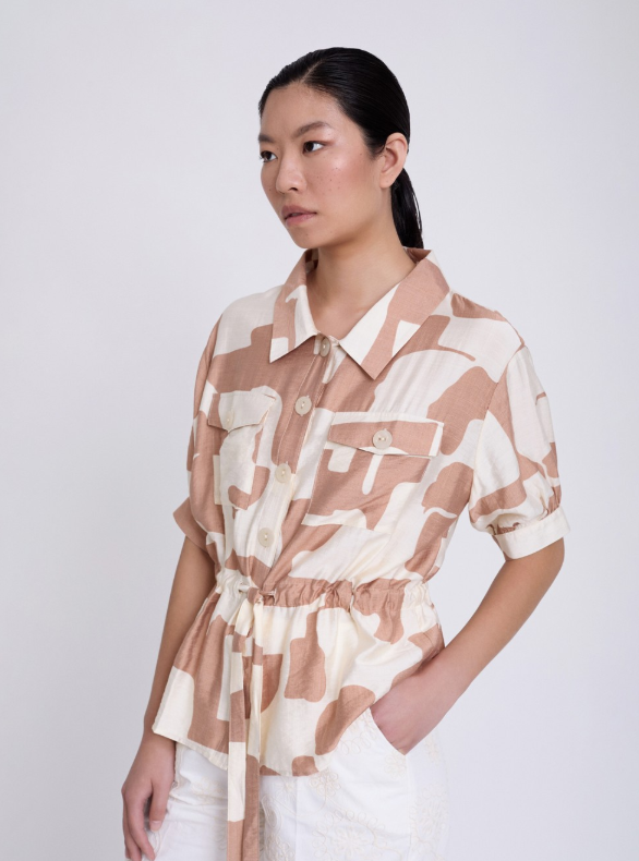 Camicia ruffled print geometrico