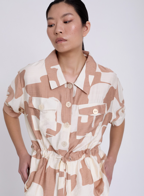 Camicia ruffled print geometrico