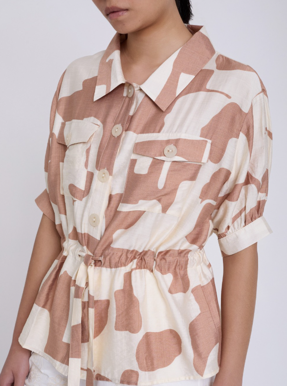 Camicia ruffled print geometrico