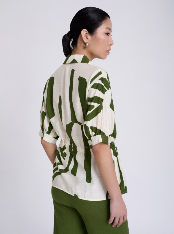 Camicia ruffled print geometrico