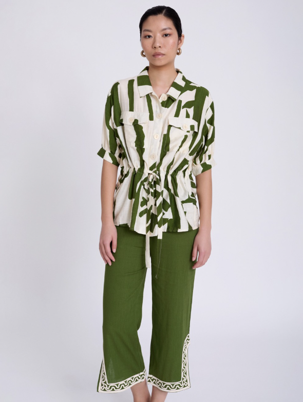 Camicia ruffled print geometrico