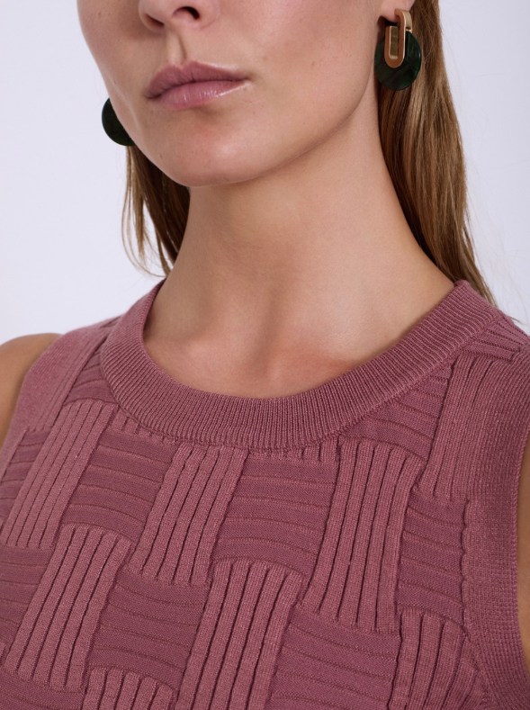Top basket knit senza maniche