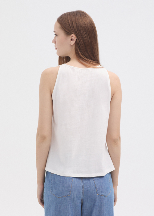 Top in cotone con merletto